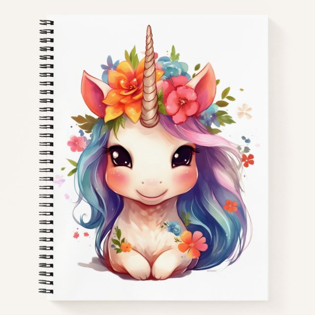 Cuaderno Agua Adorablemente Cuidada Bebé Unicornio (Anverso)