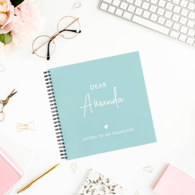 Cuaderno Agua | Cartas a la memoria de Keepsake de mi hija (MEMORY BOOK LETTERS TO MY DAUGHTER HEART SCRIPT EDITABLE COLOR)