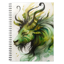 Cuaderno Agua de fantasía Qilin en verde y oro
