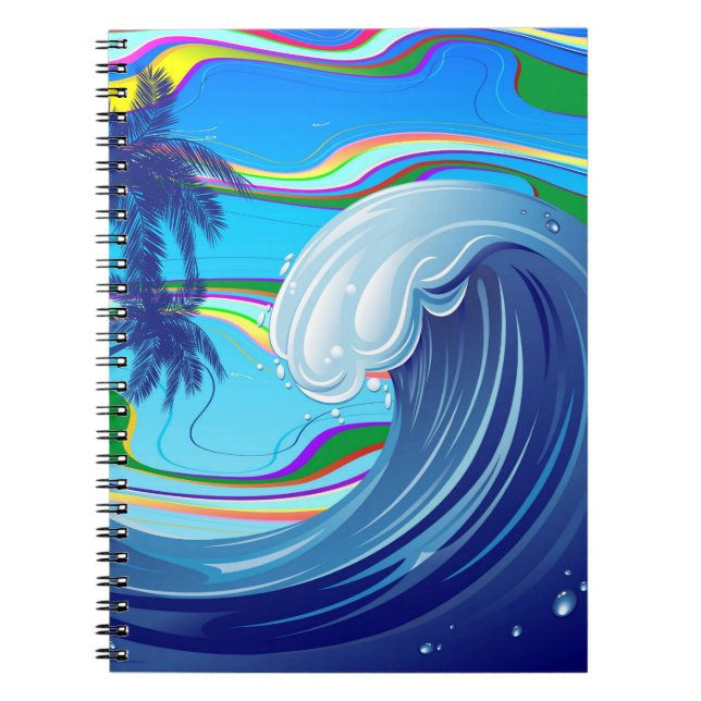 Cuaderno Agua de la ola grande del océano marino (Frente)