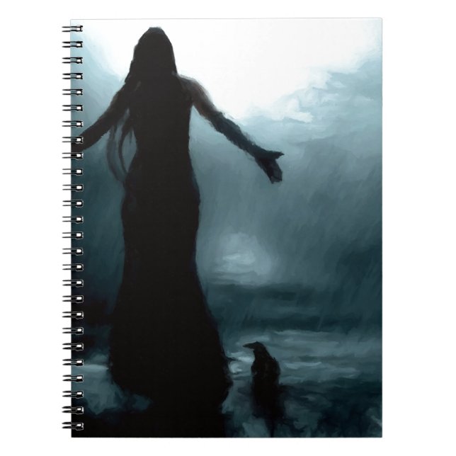 Cuaderno agua de lluvia morrigan del cuervo del cuervo de (Frente)