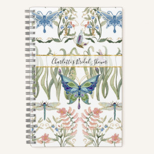 Cuaderno Agua Floral Acuarela Mariposa Nupcial Azul y Rosa