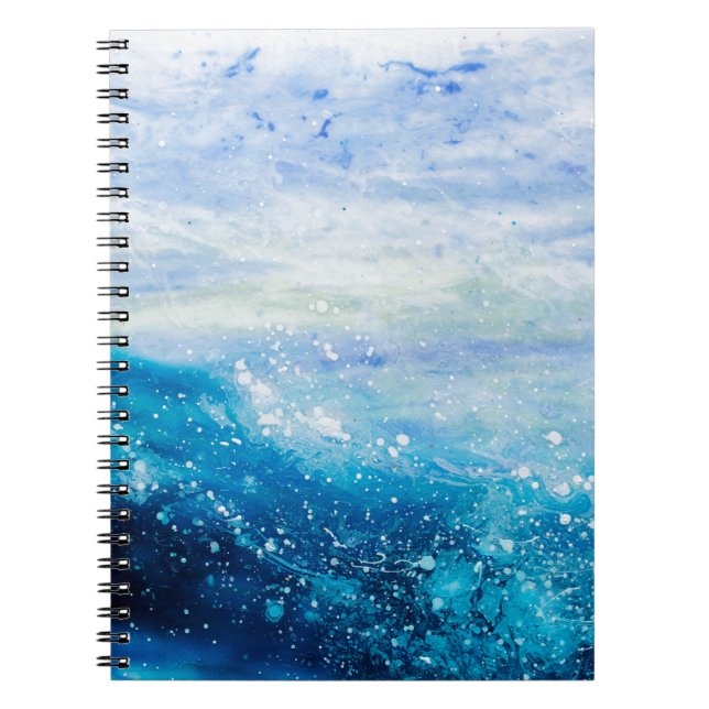 Cuaderno Agua ondas olas océano onda azul pintura verde azu (Frente)