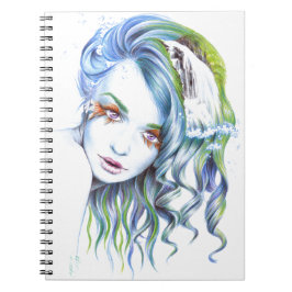 Cuaderno Agua Sirena mujer chica Retrato Surreal Fantasía