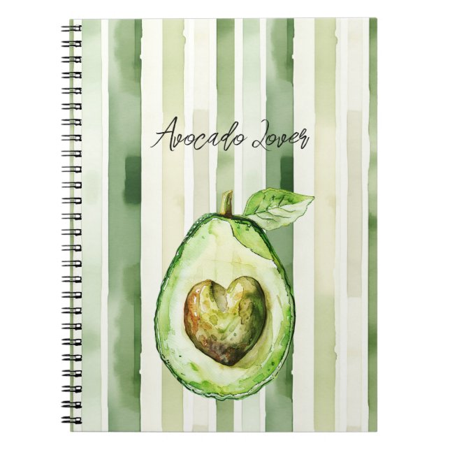 Cuaderno Aguacate Corazón Rayas Verdes (Frente)