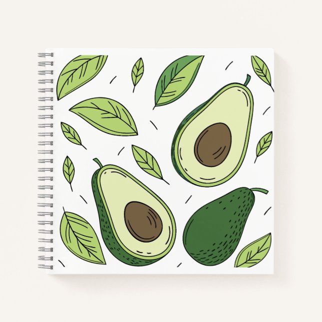 Cuaderno Aguacate fresco con hojas verdes - Cubierta para p (Anverso)