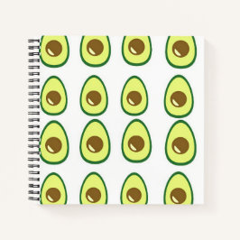 Cuaderno Aguacate verde en rodajas sobre blanco