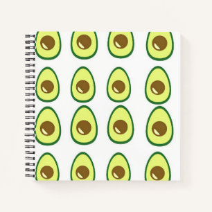 Cuaderno Aguacate verde en rodajas sobre blanco