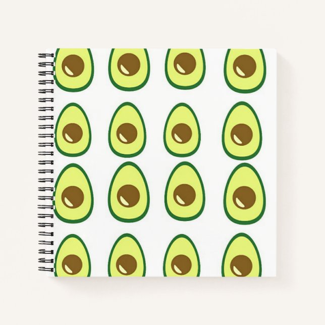 Cuaderno Aguacate verde en rodajas sobre blanco (Anverso)
