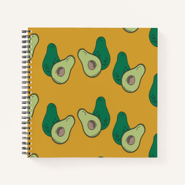 Cuaderno aguacate verde sobre el marrón (Anverso)