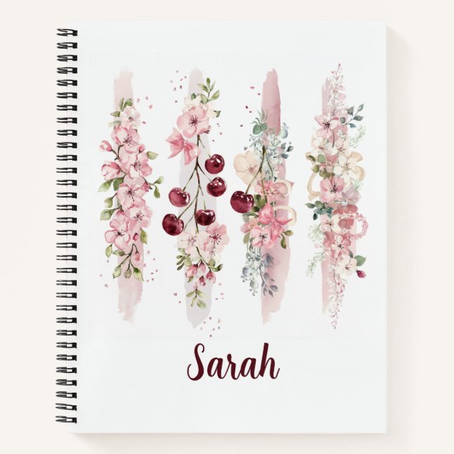 Cuaderno Aguamarina de Flor de Cerezo con Acuarela, Agregar (Anverso)