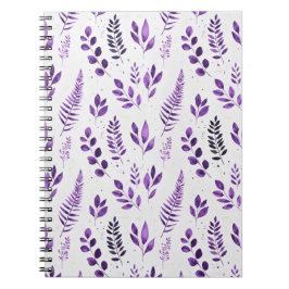 Cuaderno Aguamarina de Lavanda Helechos y Hojas Botánicas e