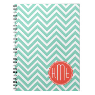 Cuaderno Aguamarina elegante monograma verde del
