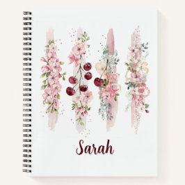 Cuaderno Aguamarina Floral de Acuarela con Nombre