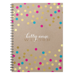 Cuaderno Aguamarina linda ATRACTIVA Kraft del rosa del oro