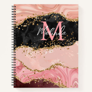 Cuaderno Aguata de lentejuelas negras y rosadas