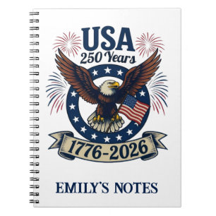 Cuaderno Águila Americana Patriótica Personalizada 250 Años