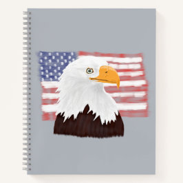 Cuaderno Águila calva americana y bandera - transparente so