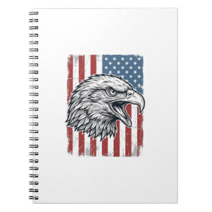 Cuaderno Águila Patriótica Bandera Americana Grabado Vintag