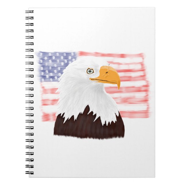 Cuaderno Águila y bandera calva americana - blanco transpar (Frente)