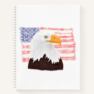 Cuaderno Águila y bandera calva americana - blanco transpar