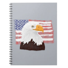 Cuaderno Águila y bandera de los Estados Unidos calvo - tra