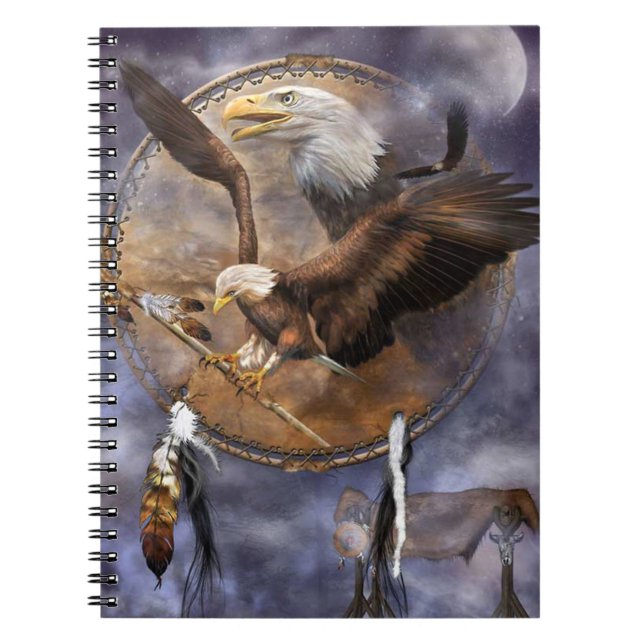 Cuaderno Águilas calvas, Dreamcatcher y Feathers (Frente)