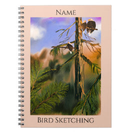 Cuaderno Águilas en árboles texto personalizado pájaros ojo