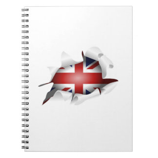 Cuaderno Agujero rasgado diversión con la bandera del Union