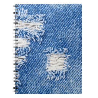 Cuaderno Agujero, vaqueros de denim, textura despedazada