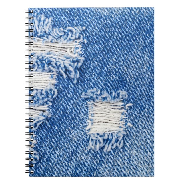 Cuaderno Agujero, vaqueros de denim, textura despedazada (Frente)