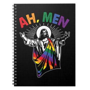 Cuaderno Ah Men Funny Orgullo Gay LGBT Jesús Bandera Arcoir