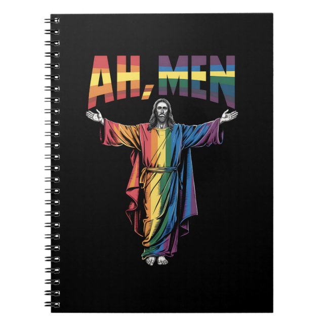 Cuaderno Ah Men Funny Orgullo Gay LGBT Jesús Cristiano (Frente)