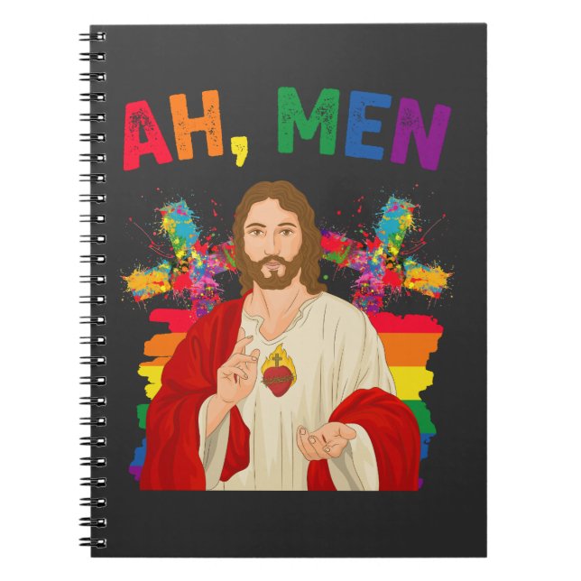 Cuaderno Ah Men Funny Orgullo Gay LGBT Jesús Cristiano (Frente)