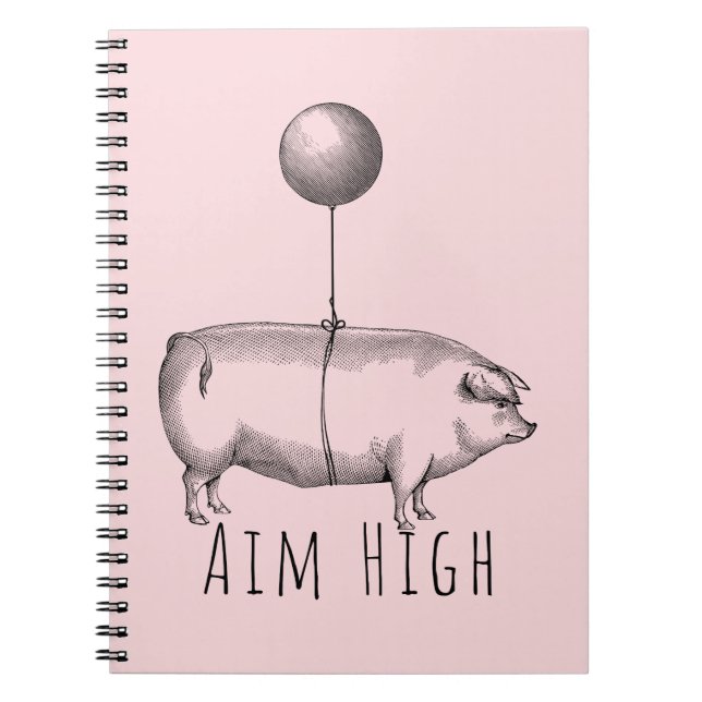 Cuaderno Aim High Cute Pig and Balloon Inspirational (Frente)