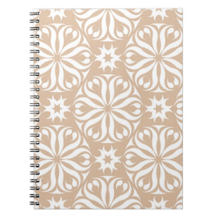 Cuaderno Aire de flores beige y blanco. Patterna sin mar