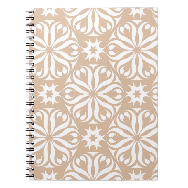 Cuaderno Aire de flores beige y blanco. Patterna sin mar (Frente)