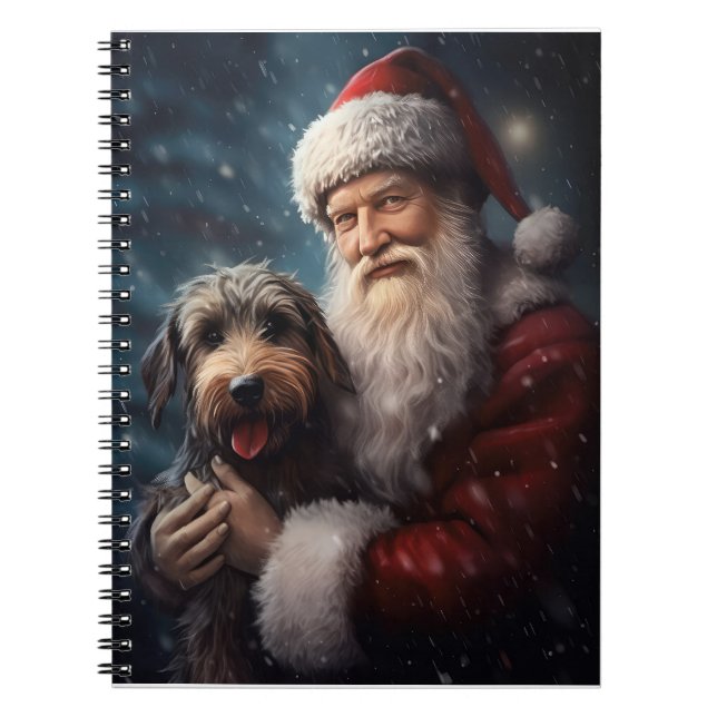 Cuaderno Airedale con Navidades festivos de Santa Claus (Frente)