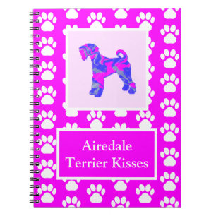 Cuaderno Airedale Terrier Dog besa a Silhouette Cute P&B