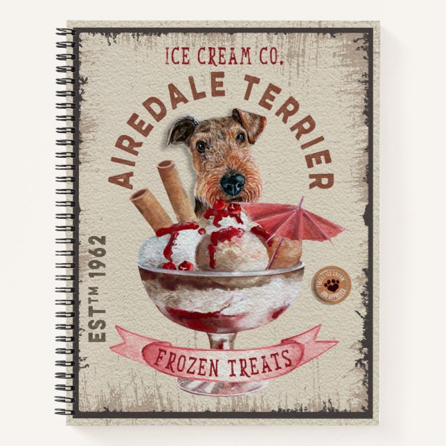 Cuaderno Airedale Terrier Helado Funny Tratos Congelados (Anverso)