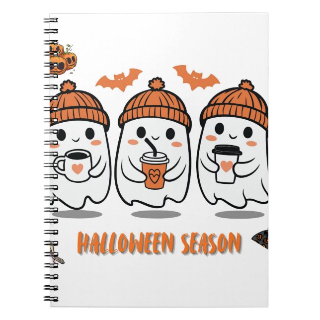 Cuaderno aison Halloween – fantômes café mignons (Frente)