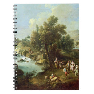 Cuaderno Ajardine con un río y los campesinos del baile
