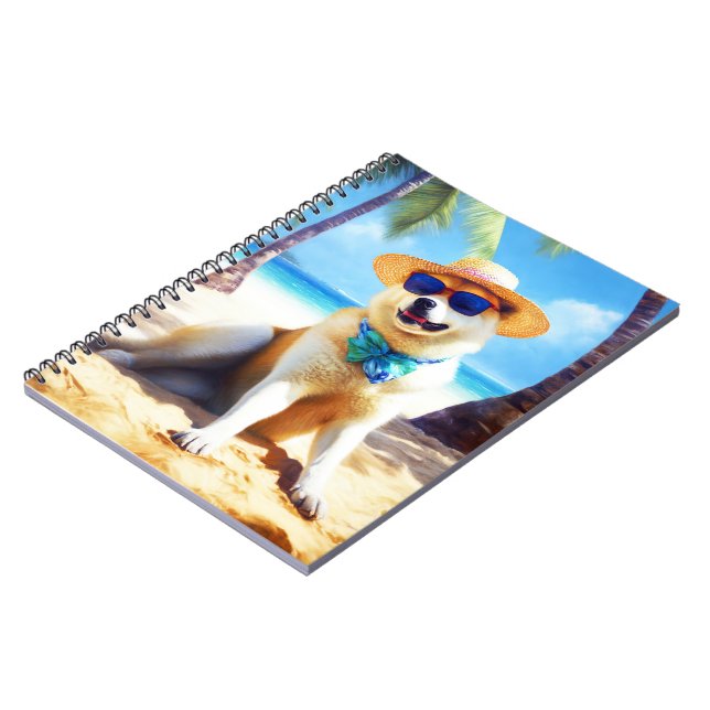 Cuaderno Akita en la playa, regalo de verano para los amant (Lado Izquierdo)