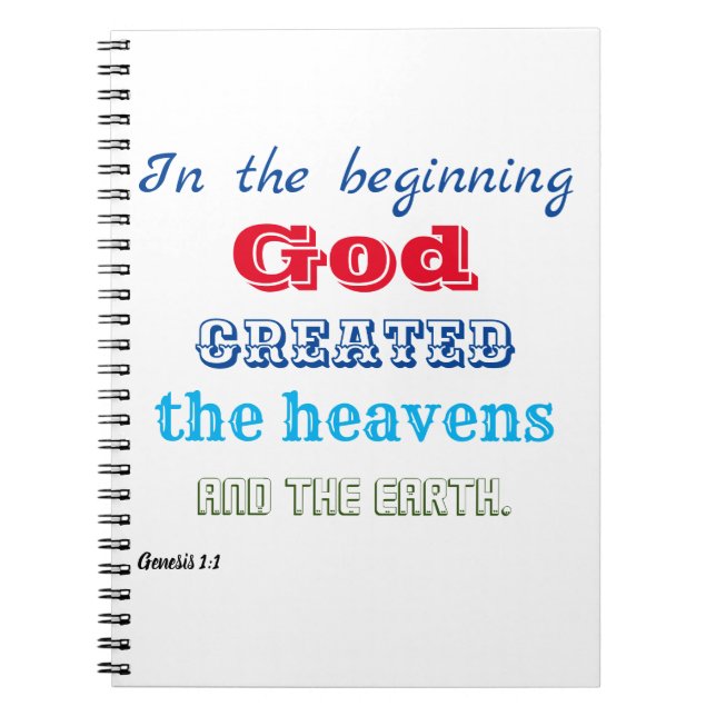 Cuaderno Al principio Dios creó (Frente)