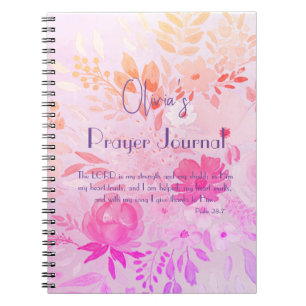 Cuaderno Alabanza Oración Floral Rosa Purpura Femenina Aleg