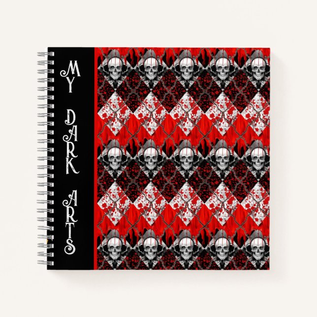 Cuaderno Alambre de púas Argyle Spatter rojo blanco negro (Anverso)