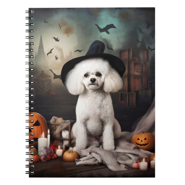 Cuaderno Alarma de Halloween de Bichon Frise Pumpkins (Frente)
