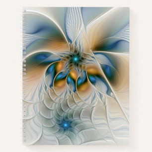 Cuaderno Alarmante, Abstracta Fantasía Fractal Art Con Azul