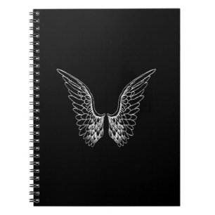 Cuaderno Alas blancas del ángel en fondo negro