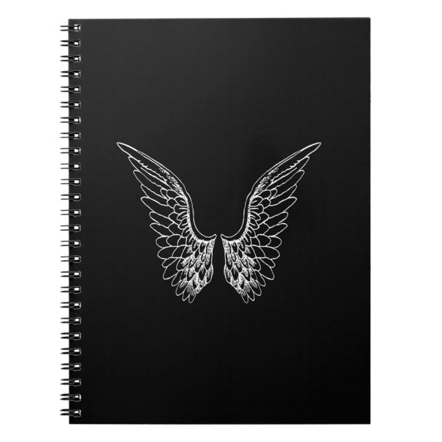 Cuaderno Alas blancas del ángel en fondo negro (Frente)